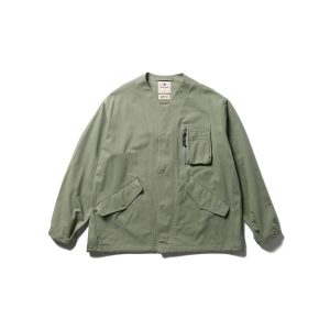 TAKIBI Herringbone Collarless Jacket