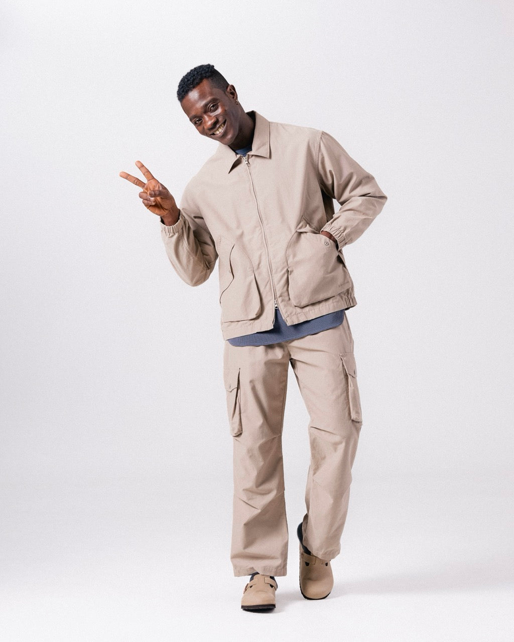 Light Dobby Cloth Harrington Jacket - Image 2